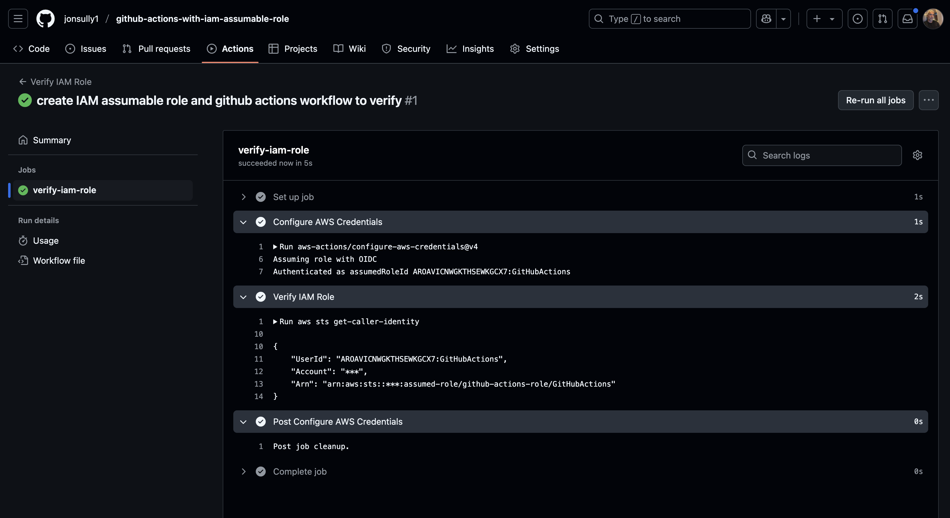 Verify IAM Assumable Role via GitHub Actions